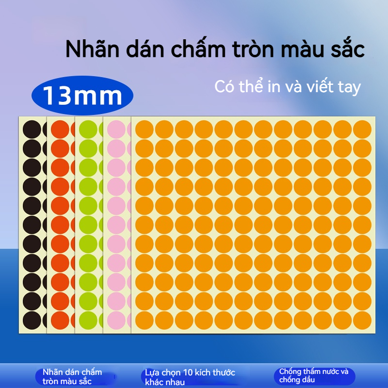 Nhãn Dán Màu 13mm